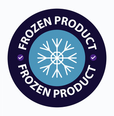 Frozen product vector symbol with snowflake icon. rounded logo for product package design