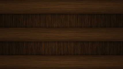 Abstract dark brown wood texture background with three horizontal boards