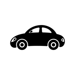 Car icon. Black silhouette. Side view. Vector flat graphic illustration. The isolated object on a white background. Isolate.
