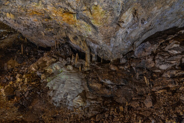 Interior of Snezhanka cave in Bulgaria