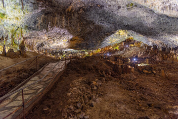 Interior of Snezhanka cave in Bulgaria