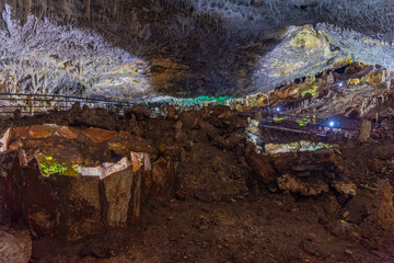 Interior of Snezhanka cave in Bulgaria