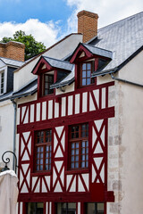 Architecture of Half-timbered buildings in old quarters of Orleans. Orleans is a city in...