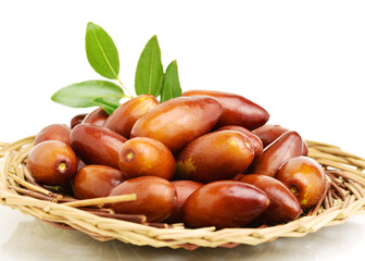 jujube or chinese date on white background