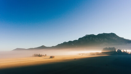 Fototapeta na wymiar Sunrise over desert landscape in morning