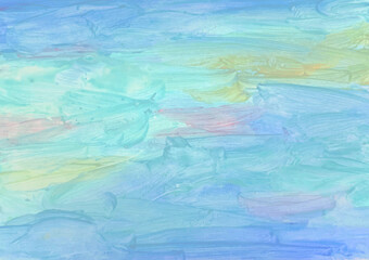 Fototapeta na wymiar 水彩の背景素材　海　空　青色　エコロジー