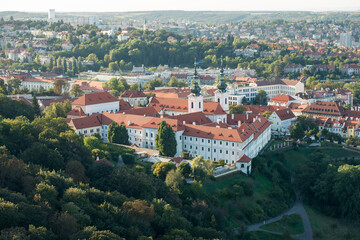 Fototapeta na wymiar View on Strahov Monastery from Petrin Tower.