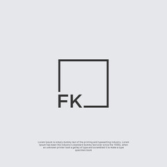 Letter FK Logo design with square frame line business consulting concept