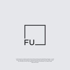 Letter FU Logo design with square frame line business consulting concept