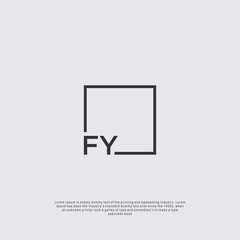 Letter FY Logo design with square frame line business consulting concept