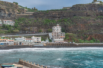 Puerto de Santiago, town view with buildings, Tenerife, Canary island