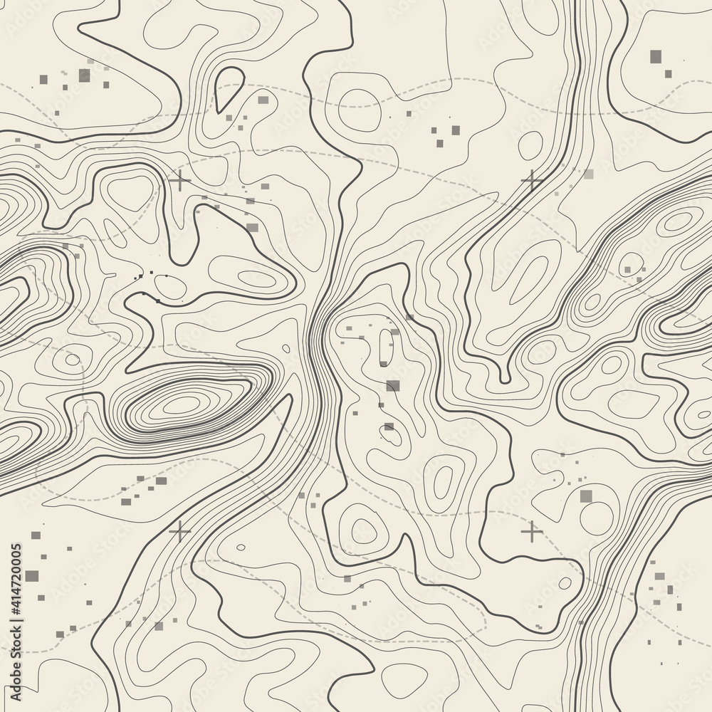 Poster seamless vector topographic map background. line topography map seamless pattern. contour background