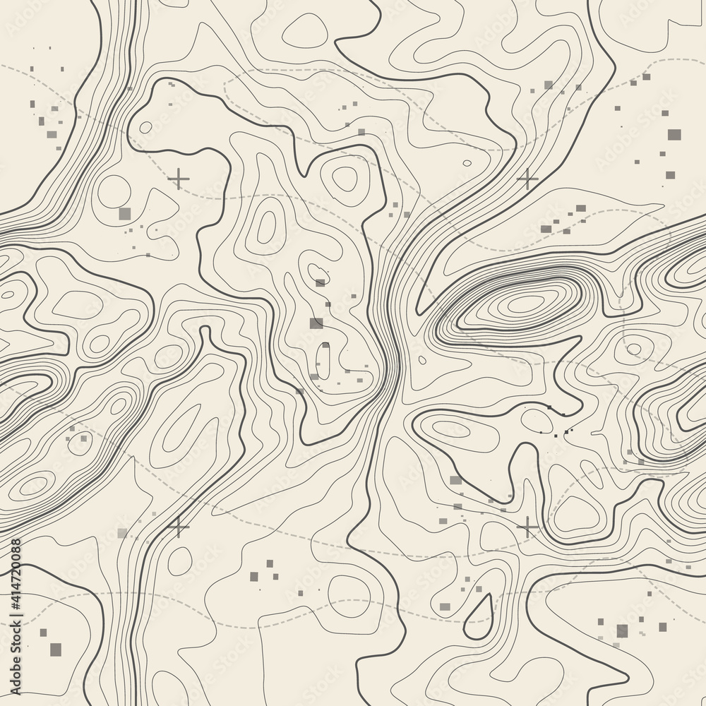 Poster seamless vector topographic map background. line topography map seamless pattern. contour background