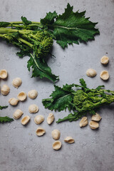 Orecchiette pasta with turnip tops