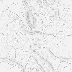 Seamless vector topographic map background. Line topography map seamless pattern. Contour background geographic grid. Mountain hiking trail over terrain. Seamless wavy pattern. - obrazy, fototapety, plakaty
