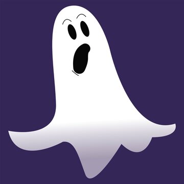 Vector illustration of a cute kawaii ghost on a blue background, perfect for Halloween party pictures, children's story books, etc.