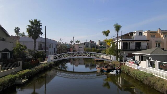 Fly through of the beautiful Venice Canals in Venice California.