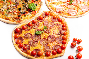 different various kind of pizzas