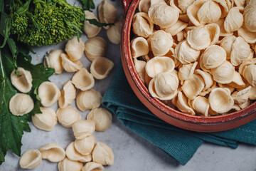 Orecchiette pasta with turnip tops