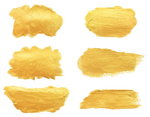 Gold paint stroke set. Gold brush abstract art illustration. Gold glittering design art brush stroke.
creative set yellow paint isolated collection. Design golden stroke effect brush color painting.