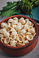 Orecchiette pasta with turnip tops