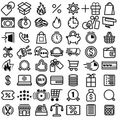 Set Abstract Doodle Elements Hand Drawn Collection Purchase Discount Online Shopping Sale Products Vector Design Style Background Illustration