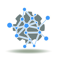 Gear and molecule atom network vector icon. Nano Micro Technology Symbol. Science Research Sign.