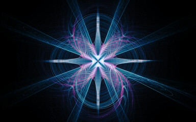 abstract illustration of a fantastic star with many rays on a black background