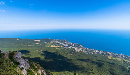 Fototapeta na wymiar View of Gaspra and Koreiz resort villages from a height, Crimea