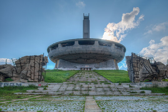 Buzludzha, Bulgaria, June 24, 2020: Monument House of the Bulgarian Communist Party at Buzludzha peak in Bulgaria