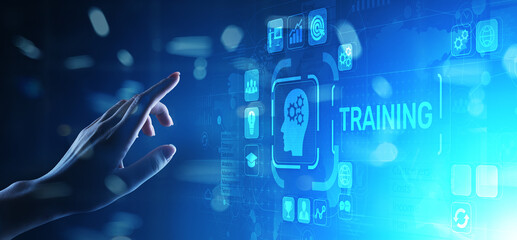 Training Online Education Webinar Personal Development Motivation E-learning Business concept on virtual screen.