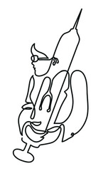 One line drawing of doctor woman holding injection syringe.
One continuous line drawing of virus and infection treatment.