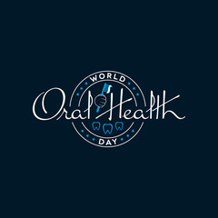 World Oral Health Day Stamp Shaped Logo Design