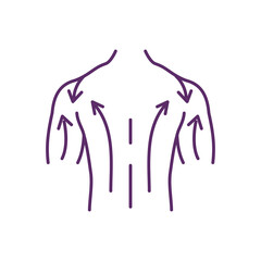 Back massage RGB color icon. Relieving lower back pain. Muscle tightness and sore shoulders. Body manipulation. Massage practice. Rubbing, pinching, kneading. Isolated vector illustration