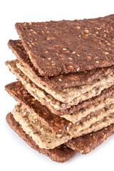 Whole grain crispbread isolated on white background