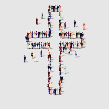 Vector illustration group of people in the cross shape