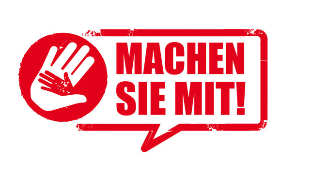 Stempel MACHEN SIE MIT - aufruf zur Hilfe, Unterst&uuml;tzung  und ehrenamtlichem engagement