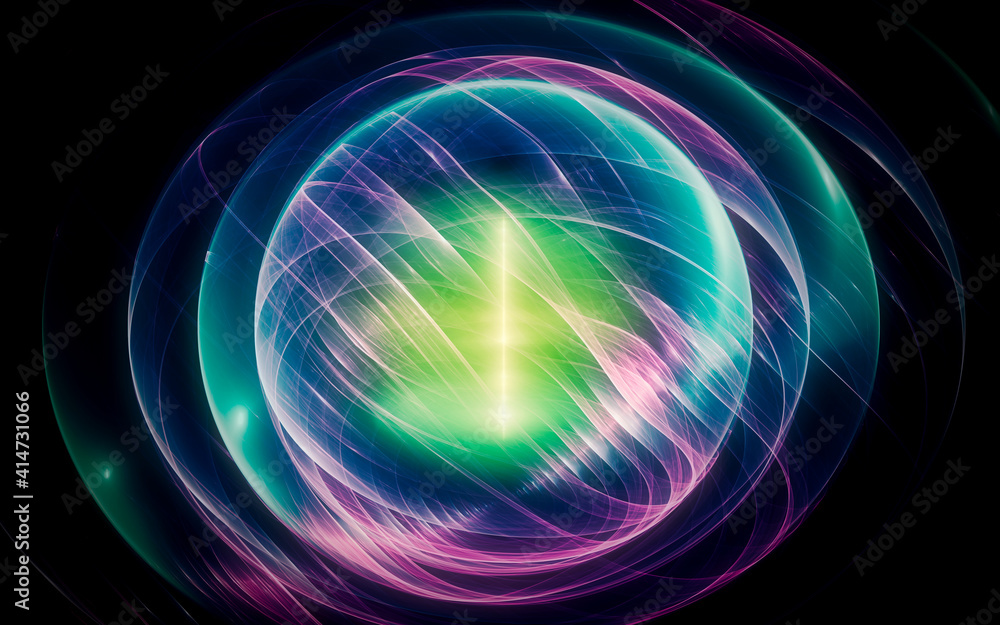 Poster digital image generated on a computer consisting of beautiful abstract geometric shapes, lines of di