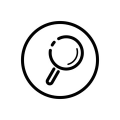 Magnifying glass. Search and analytics. Commerce outline icon in a circle. Vector illustration