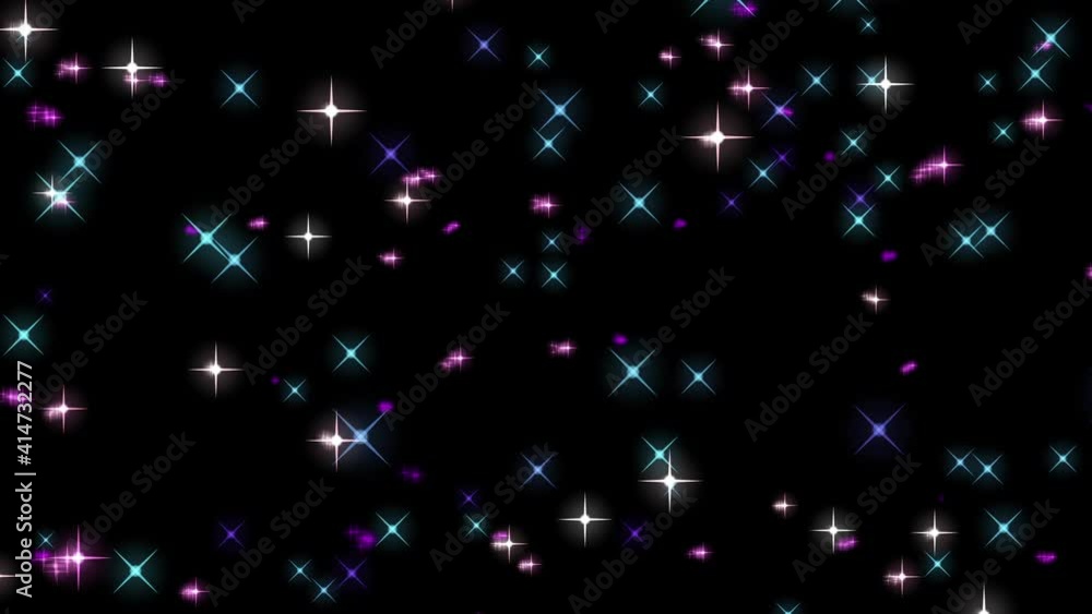 Poster abstract sky with flying, glowing and fading multicolored stars. beautiful background of the stage. 