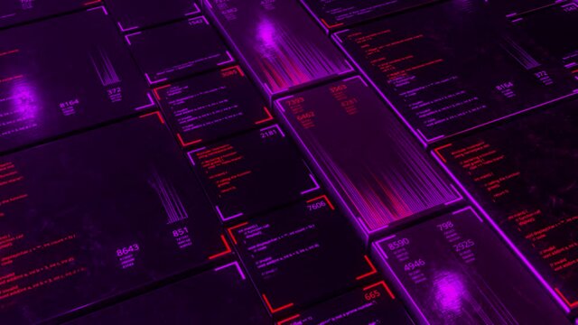 Stock financial market data, columns of numbers and symbols. Animation. Abstract data board divided into many sectors with changing information, seamless loop.