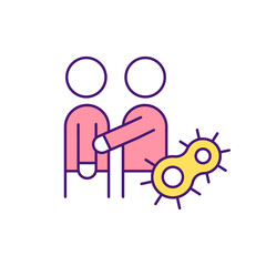 Physical contact during covid RGB color icon. Touch deprivation. Social distancing. Limiting face-to-face contact. Protective measure. Human-to-human transmission. Isolated vector illustration