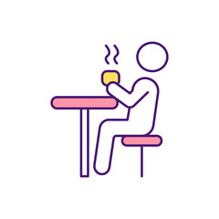 Drinking warm liquids RGB color icon. Hot water. Relaxation promotion. Keeping body healthy, hydrated. Digestion improvement. Raising body temperature. Releasing toxins. Isolated vector illustration