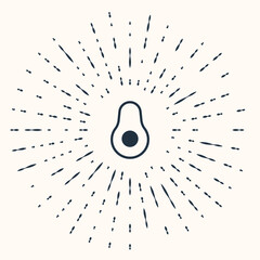 Grey Avocado fruit icon isolated on beige background. Abstract circle random dots. Vector.