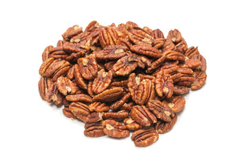 Pecan-nut isolated on white background. Top view.
