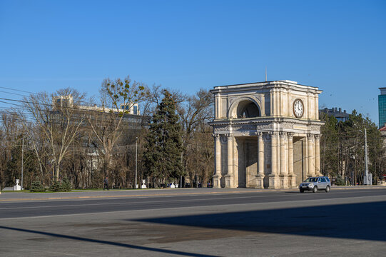 The Triumphal Archc At The Great National Assembly Square In Chisinau, Moldova