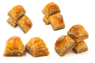 Delicious sweet baklava isolated on white background.