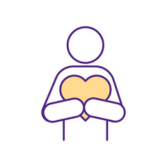 Self-forgiveness RGB color icon. Positive attitudes. Procrastination reduction. Wellbeing and productivity improvement. Overcoming negative emotions and overall distress. Isolated vector illustration