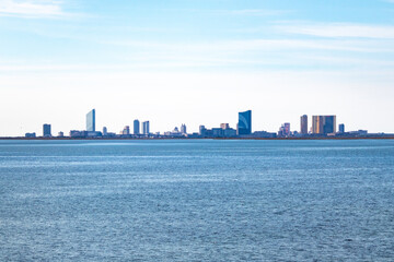 Looking across the bay at the Atlantic City skyline on a clear day