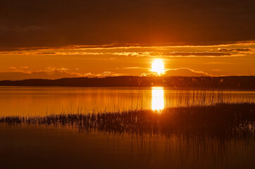 sunset over lake